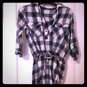 Plaid Cinch Waist Dress